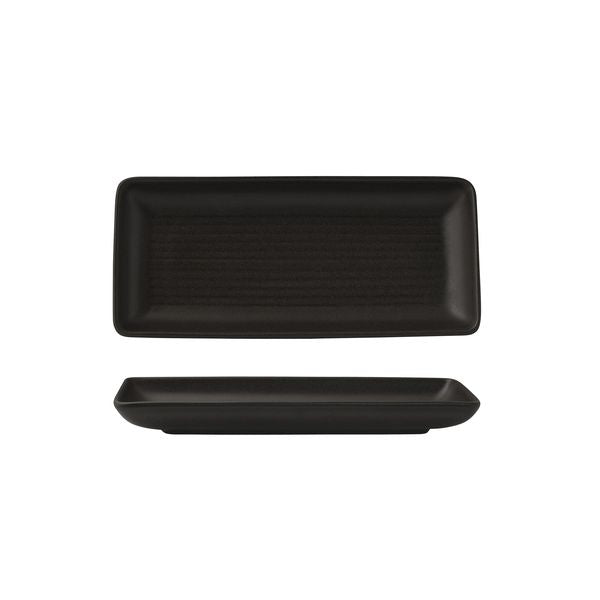 Zuma Charcoal Ribbed Rectangular Platter (220x100mm)