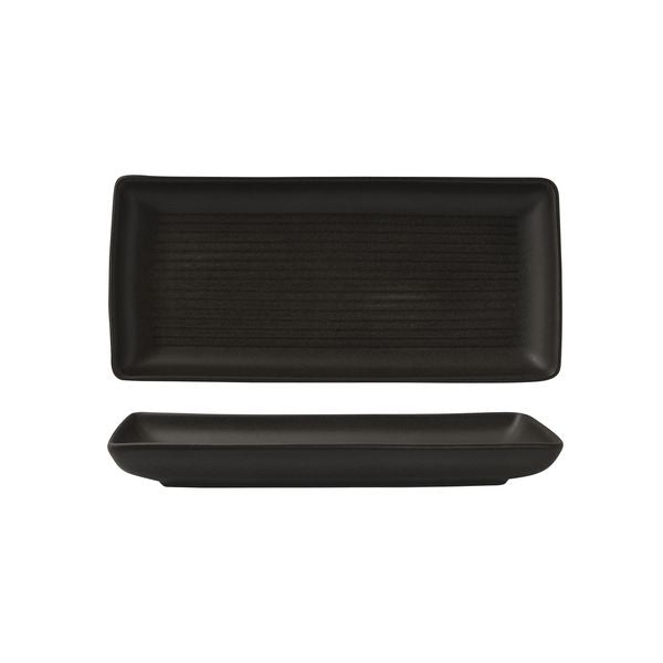 Zuma Charcoal Ribbed Rectangular Platter (250x125mm)