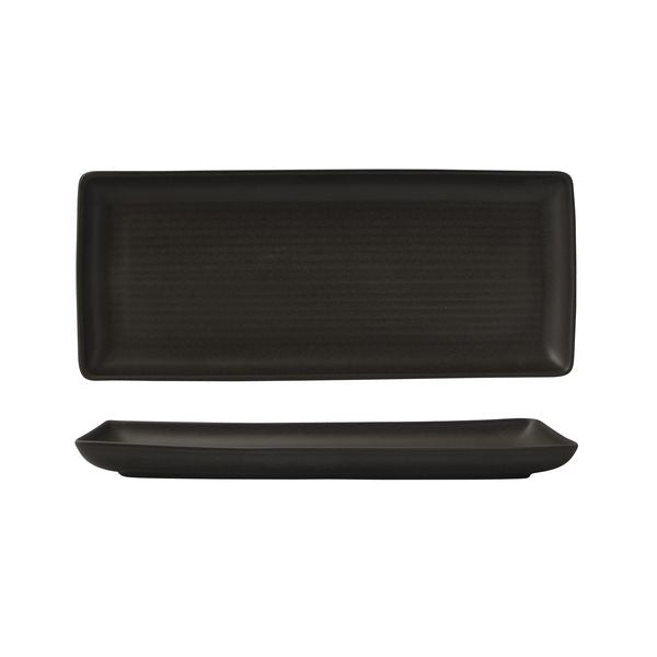 Zuma Charcoal Ribbed Rectangular Platter (335x140mm)