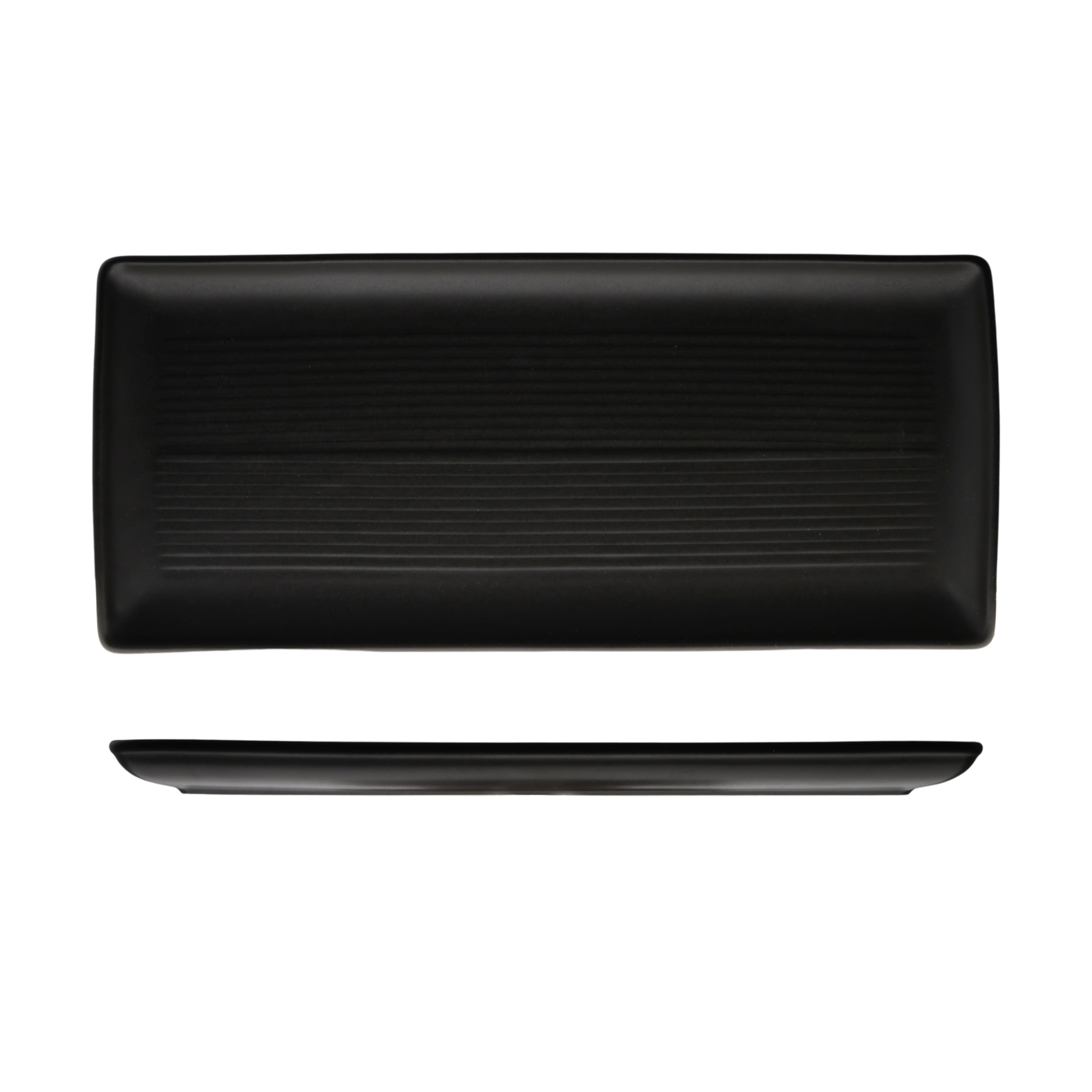 Zuma Charcoal Ribbed Rectangular Platter (395x180mm)