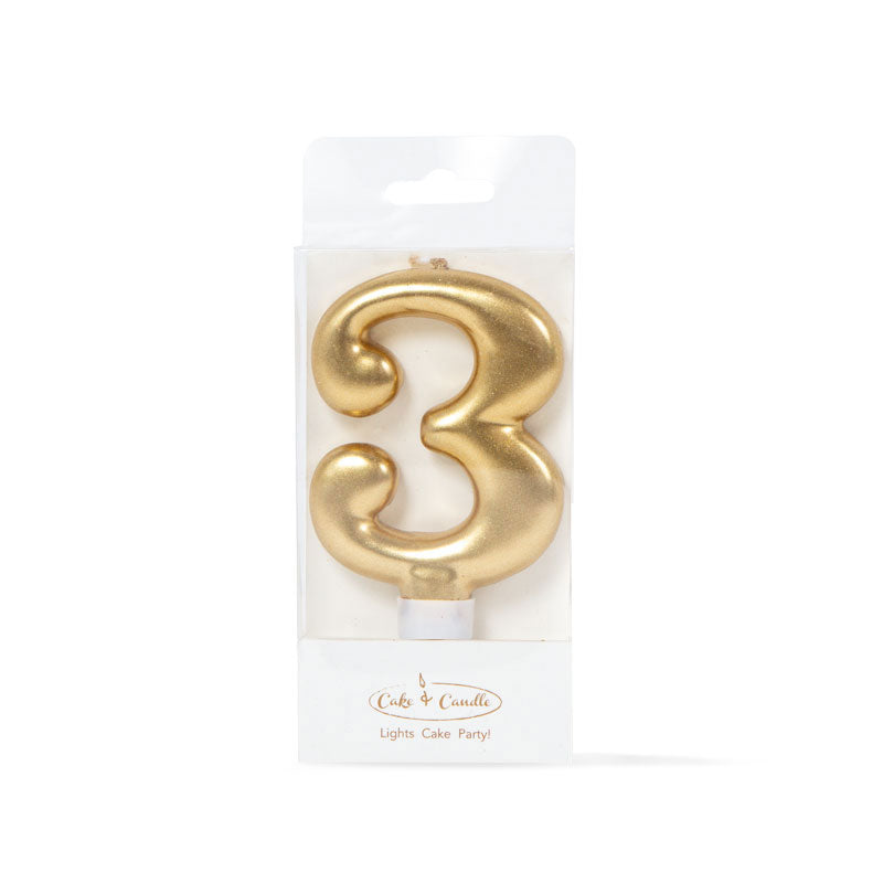 Cake & Candle Candle Number 3 Gold
