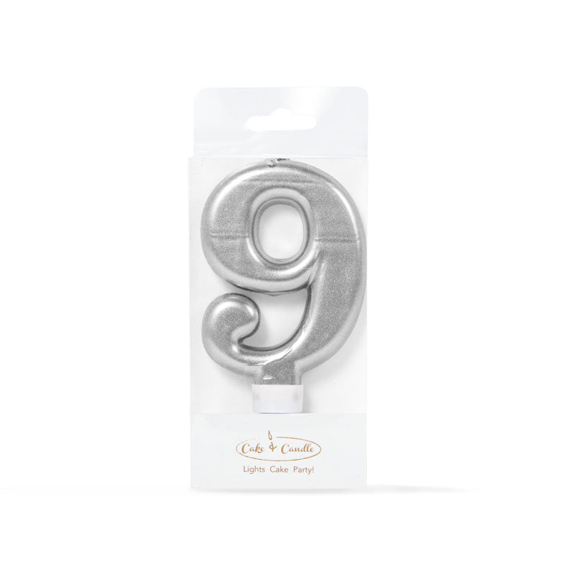 Cake & Candle Candle Number 9 Silver