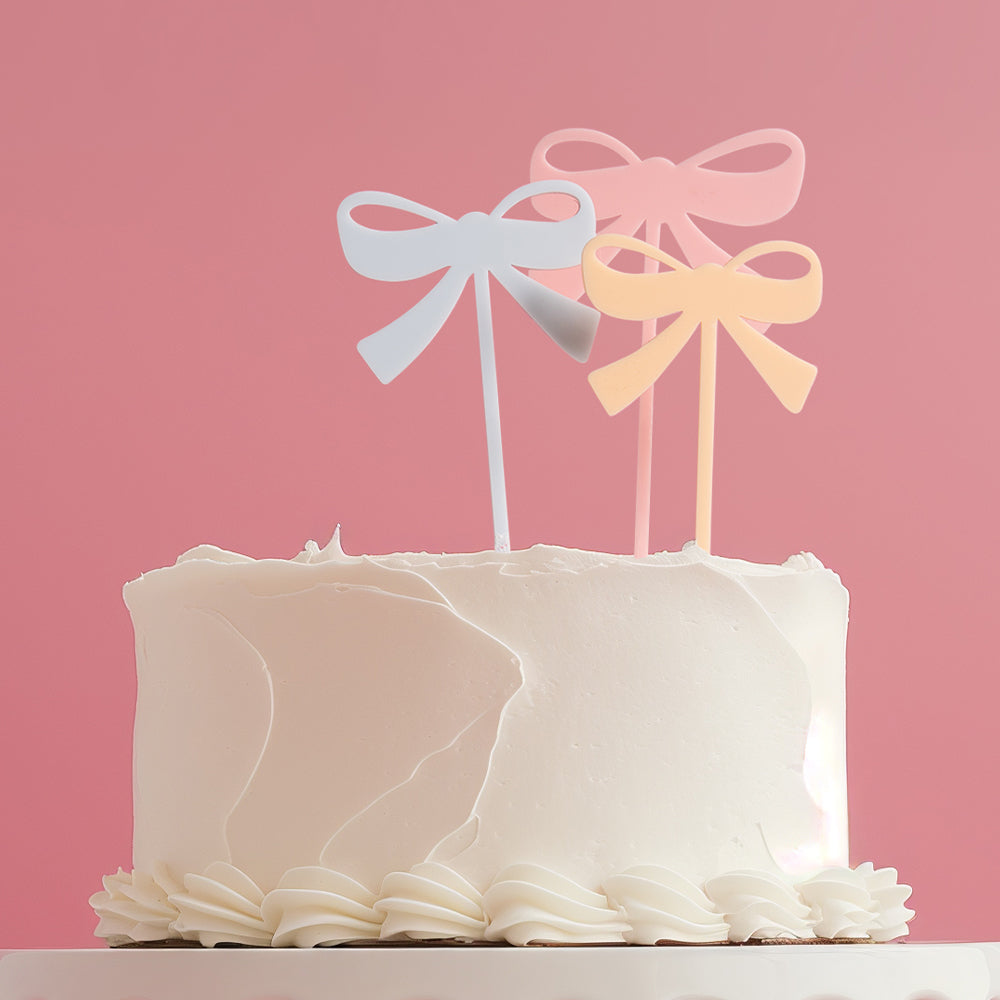 Cake & Candle Milkshake Bows Cake Topper Mixed 3 Bows