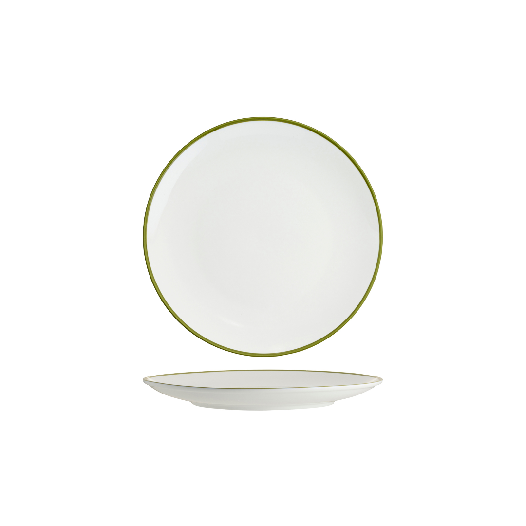 Tablekraft Core Round Coupe Plate Olive Green Rim 225mm