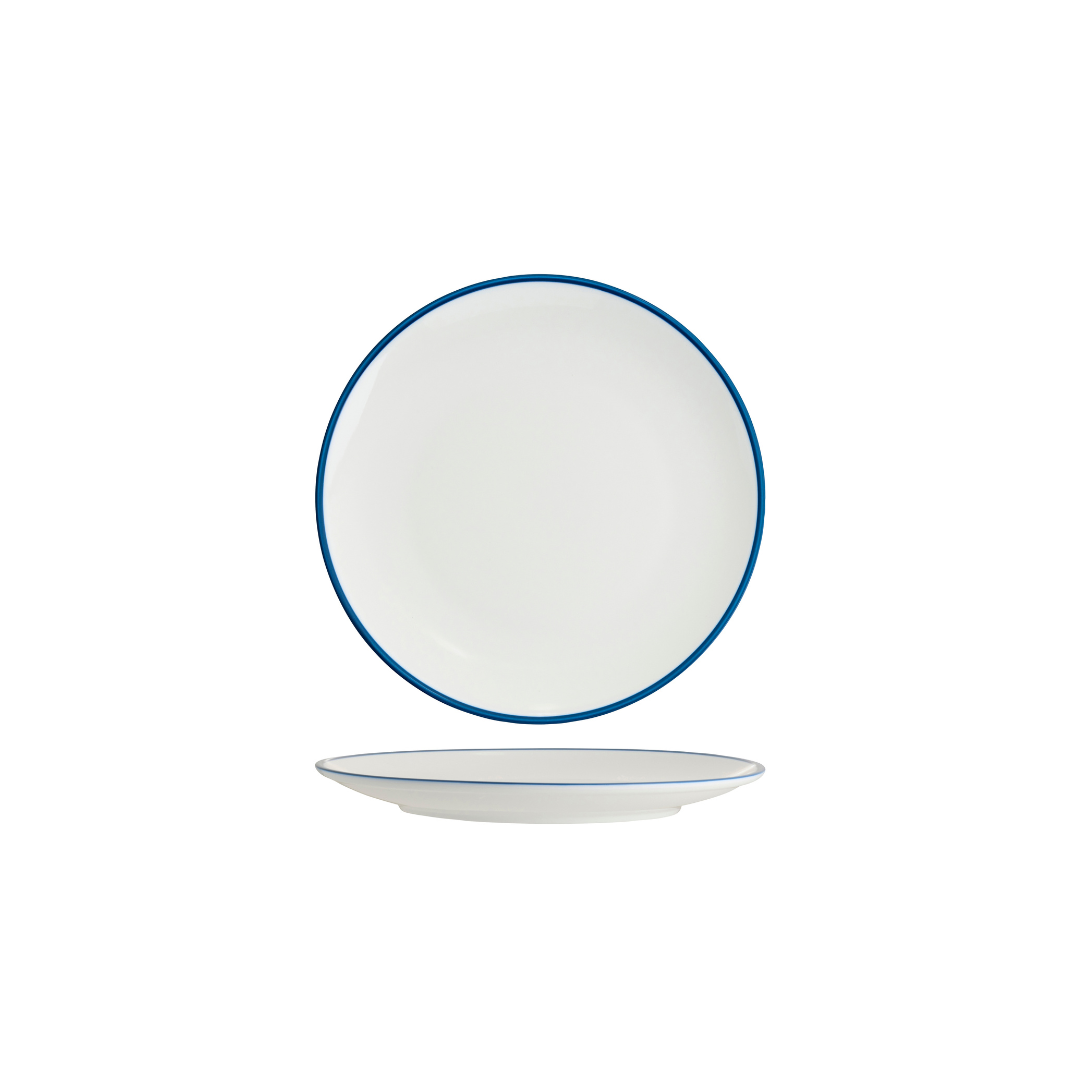 Tablekraft Core Round Coupe Plate Royal Blue Rim 225mm