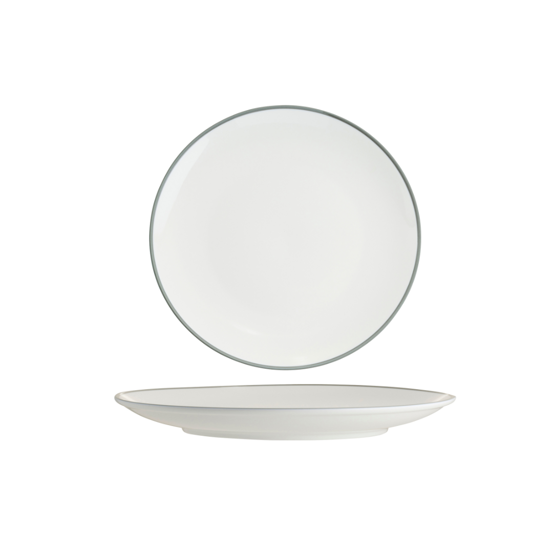 Tablekraft Core Round Coupe Plate Grey Rim 260mm