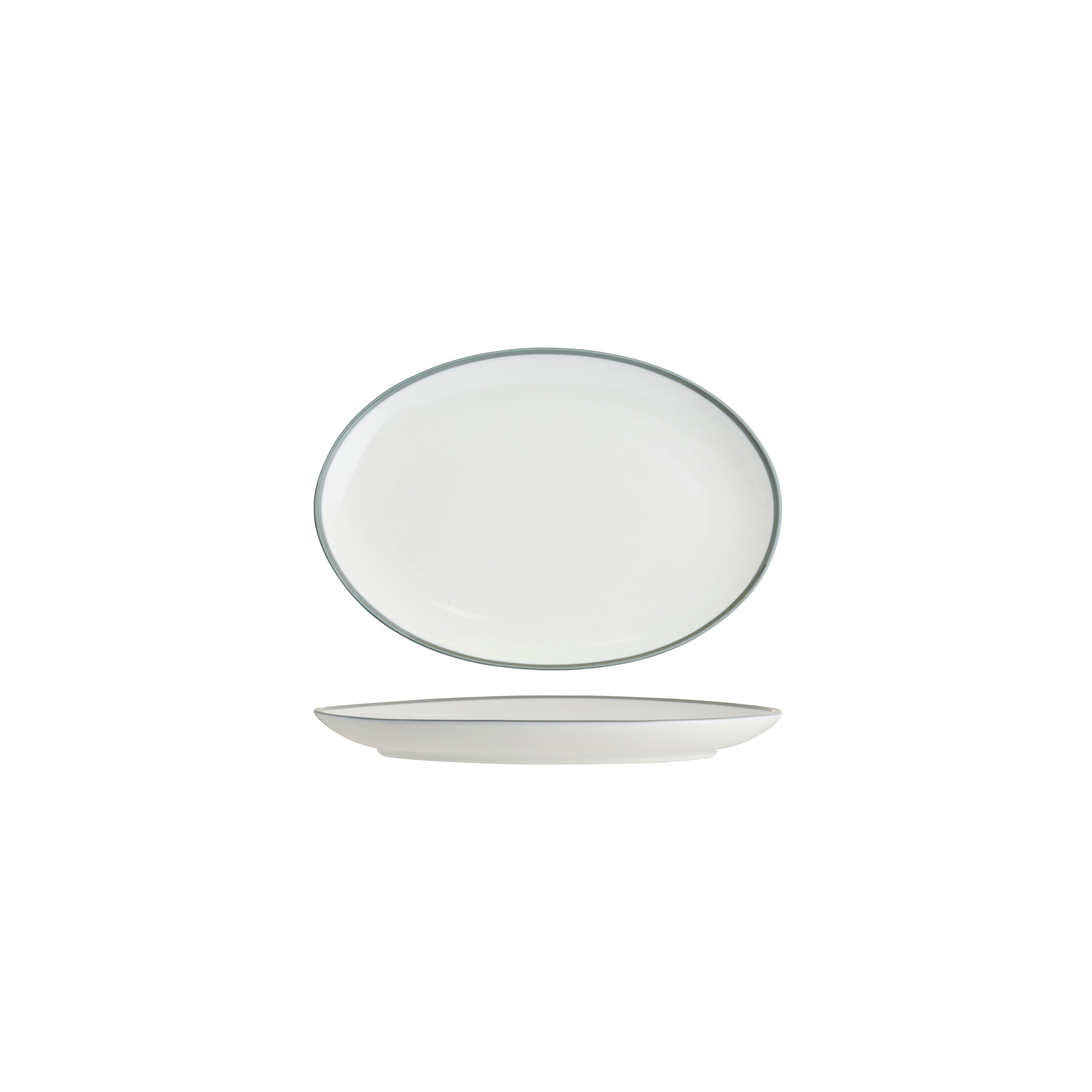 Tablekraft Core Oval Coupe Plate Grey Rim 230x165x22mm
