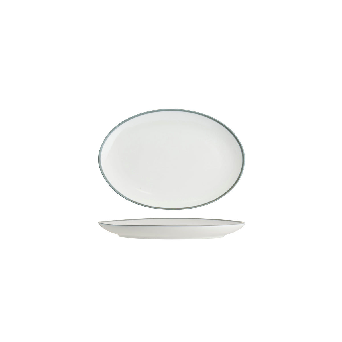 Tablekraft Core Oval Coupe Plate Grey Rim 230x165x22mm