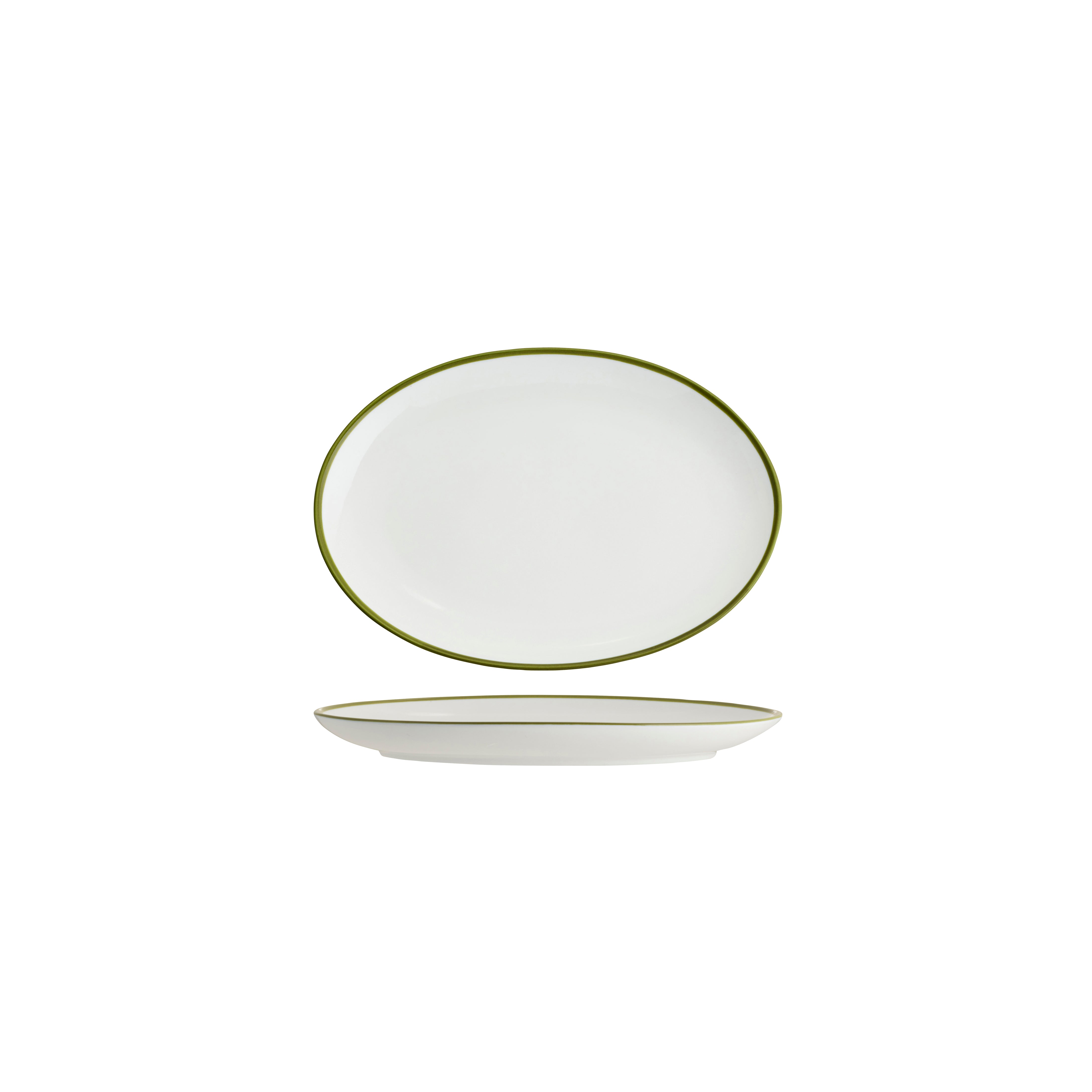 Tablekraft Core Oval Coupe Plate Olive Green Rim 230x165x22mm