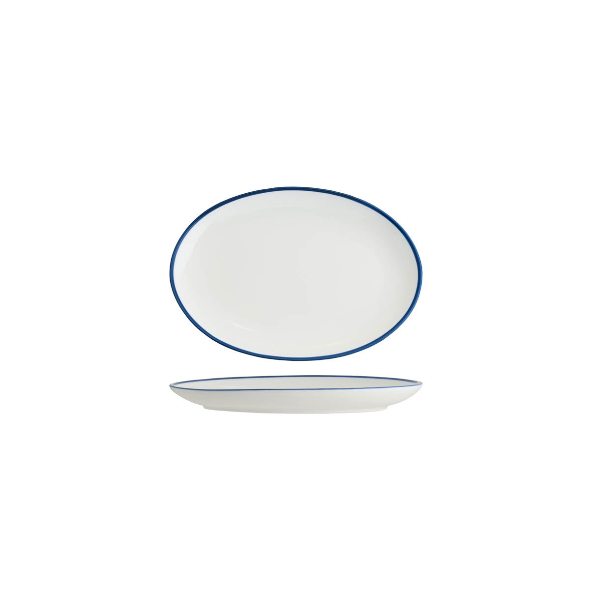 Tablekraft Core Oval Coupe Plate Royal Blue Rim 230x165x22mm
