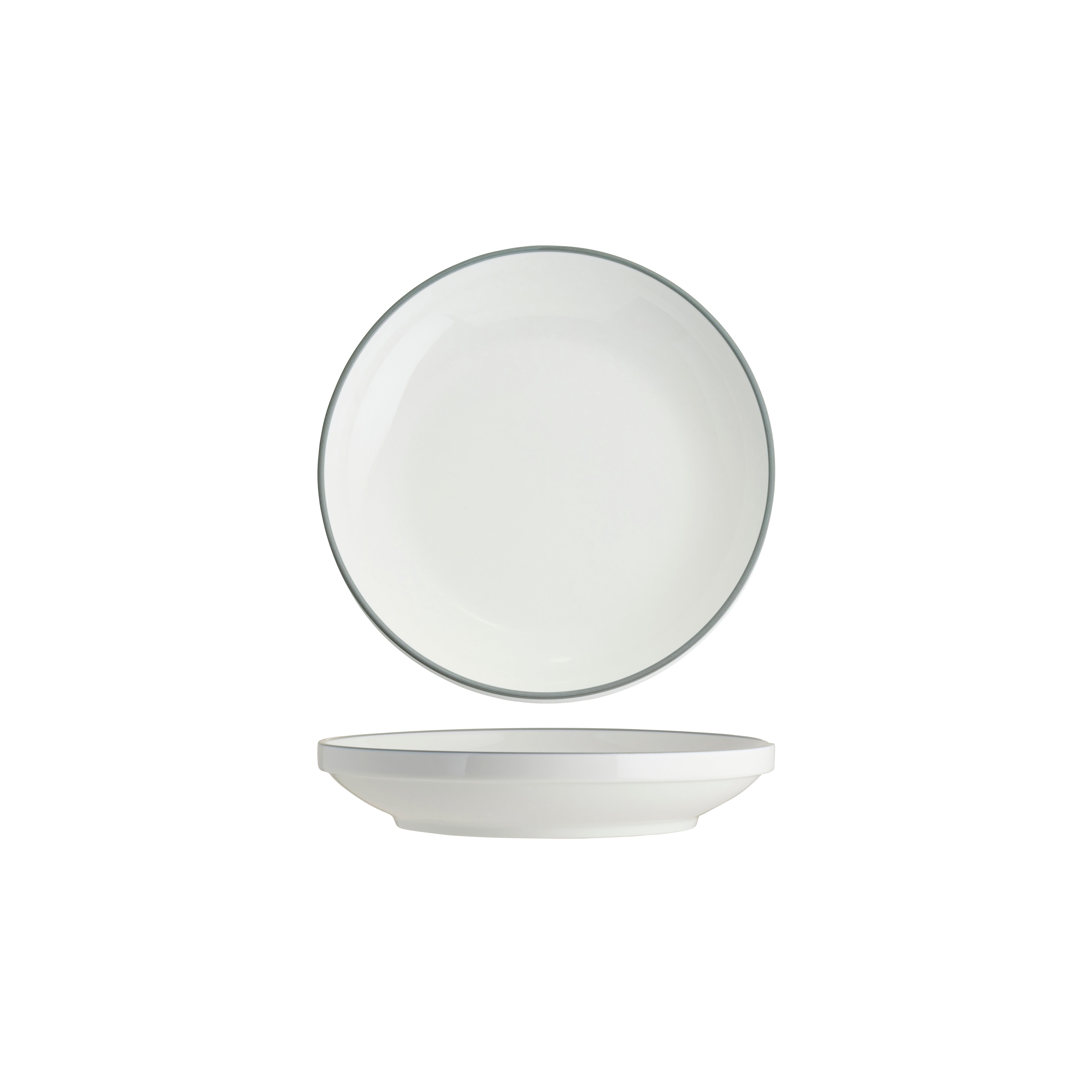 Tablekraft Core Round Bowl Walled Lip Grey Rim 230x43mm