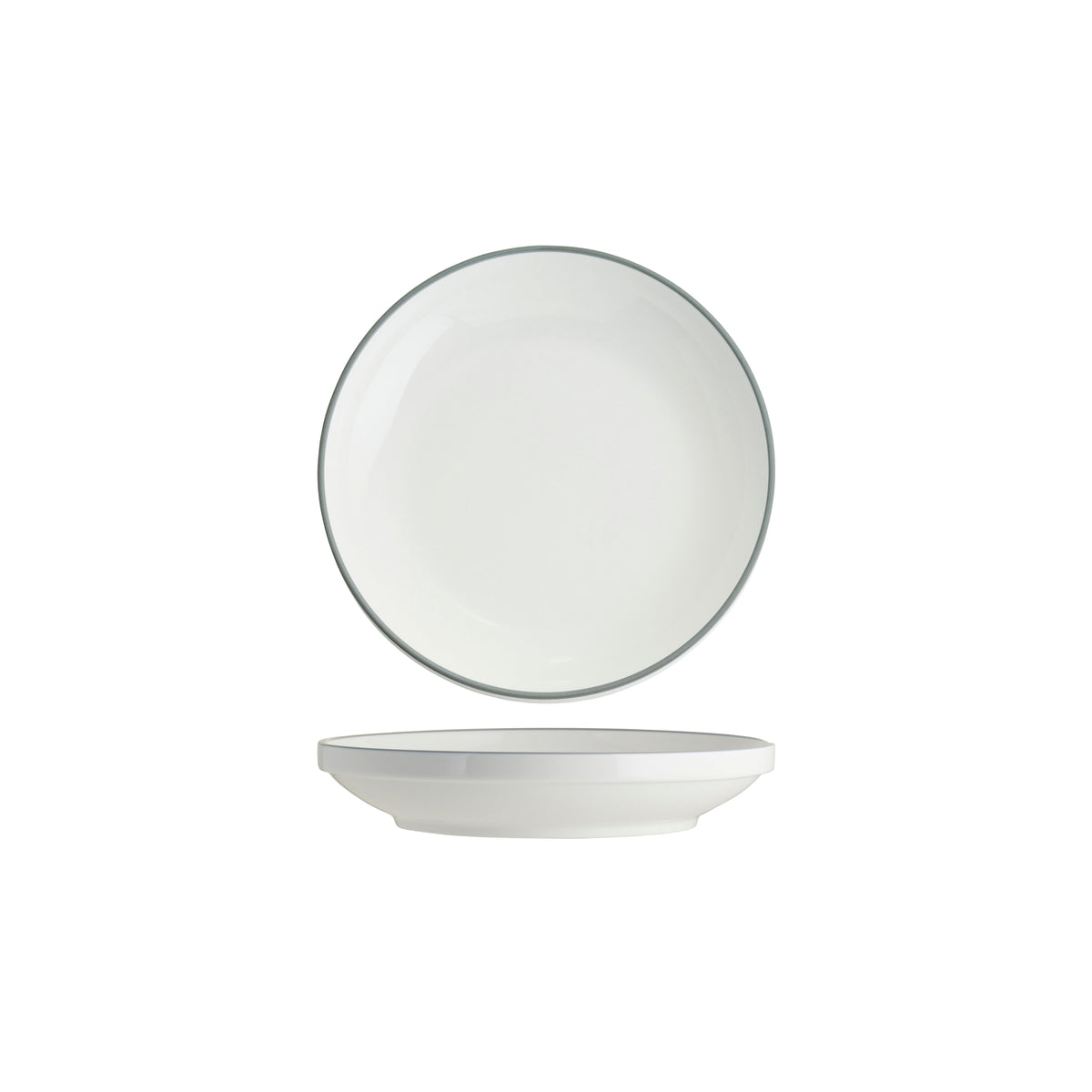 Tablekraft Core Round Bowl Walled Lip Grey Rim 230x43mm