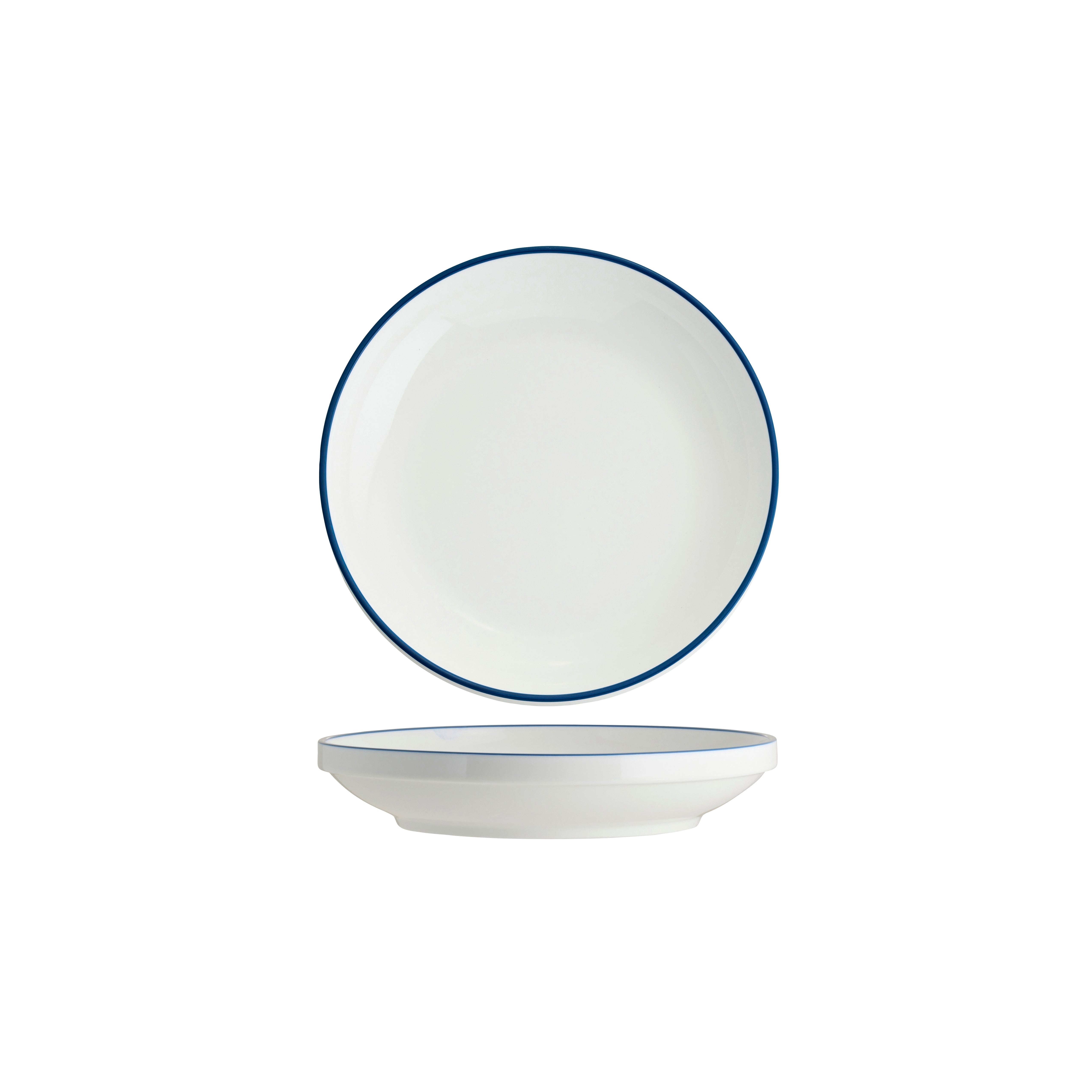 Tablekraft Core Round Bowl Walled Lip Royal Blue Rim 230x43mm