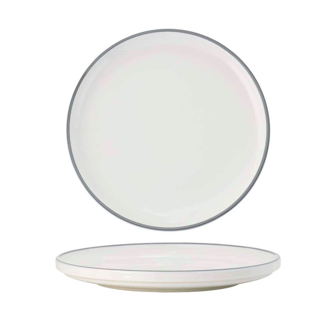 Tablekraft Core Round Plate Walled Lip Grey Rim 200x23mm