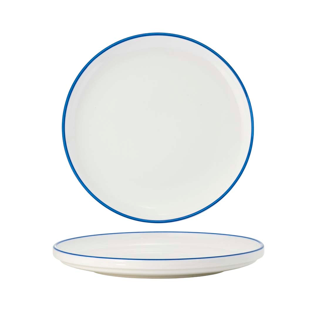 Tablekraft Core Round Plate Walled Lip Royal Blue Rim 200x23mm
