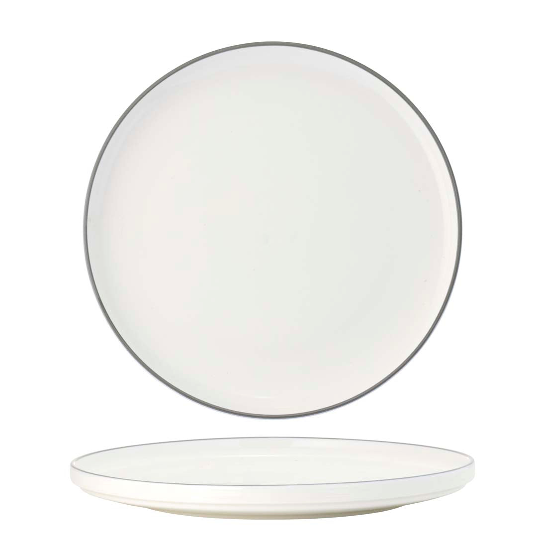 Tablekraft Core Round Plate Walled Lip Grey Rim 270x26mm