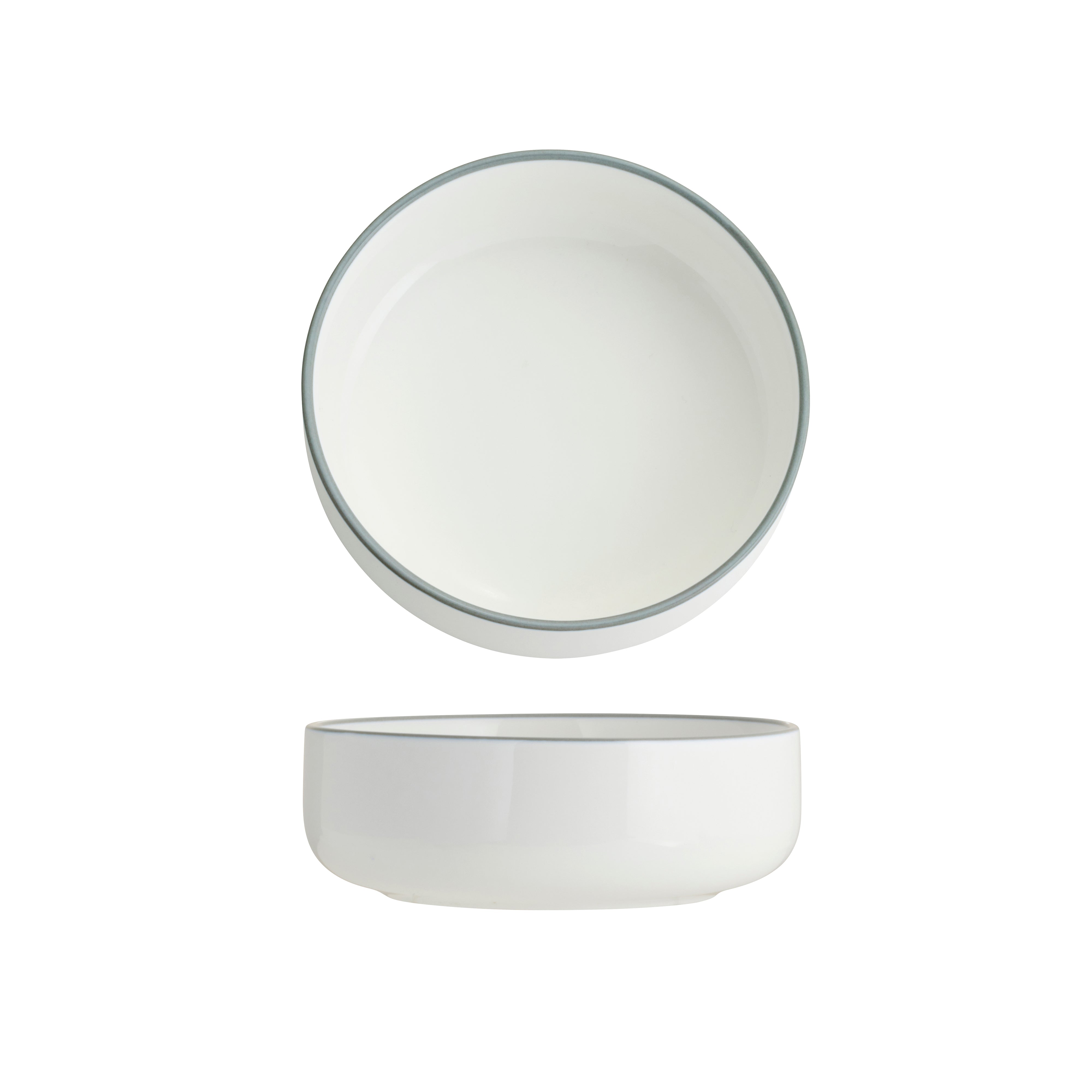 Tablekraft Core Round Deep Bowl Grey Rim 130x45mm