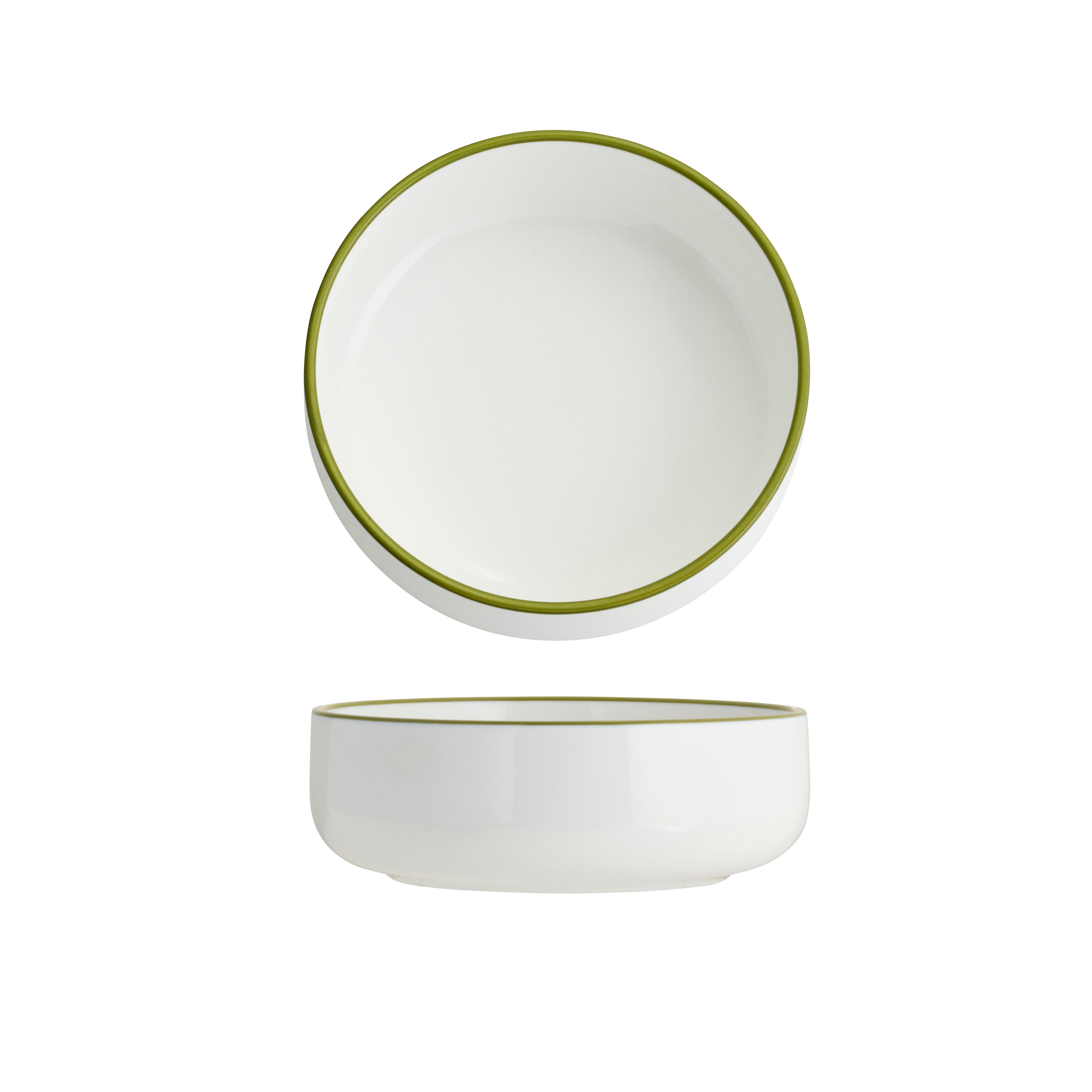 Tablekraft Core Round Deep Bowl Olive Green Rim 130x45mm