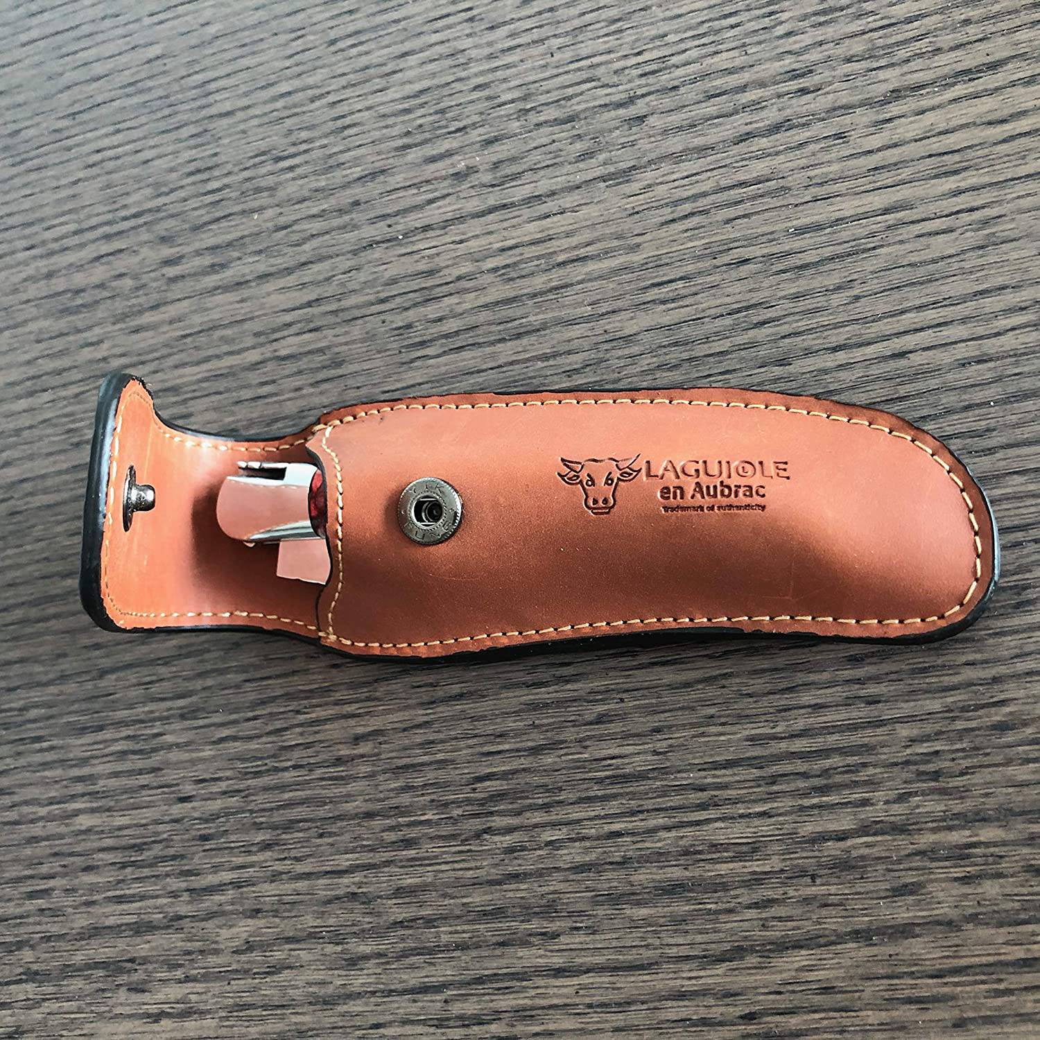 Laguiole en Aubrac Leather Pouch for Wine Opener - Brown
