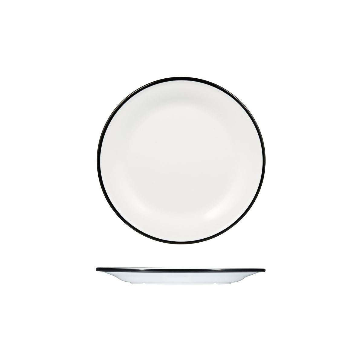 Ryner Evoke Round Plate - Black Rim (220mm Ø - White with Black Rim)