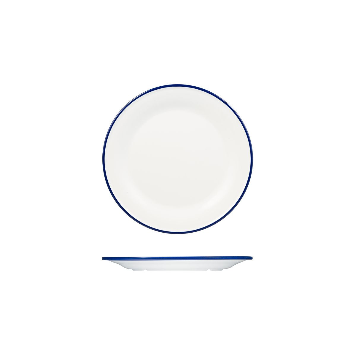 Ryner Evoke Rim Round Plate - Blue Rim (220mm Ø - White with Blue Rim)