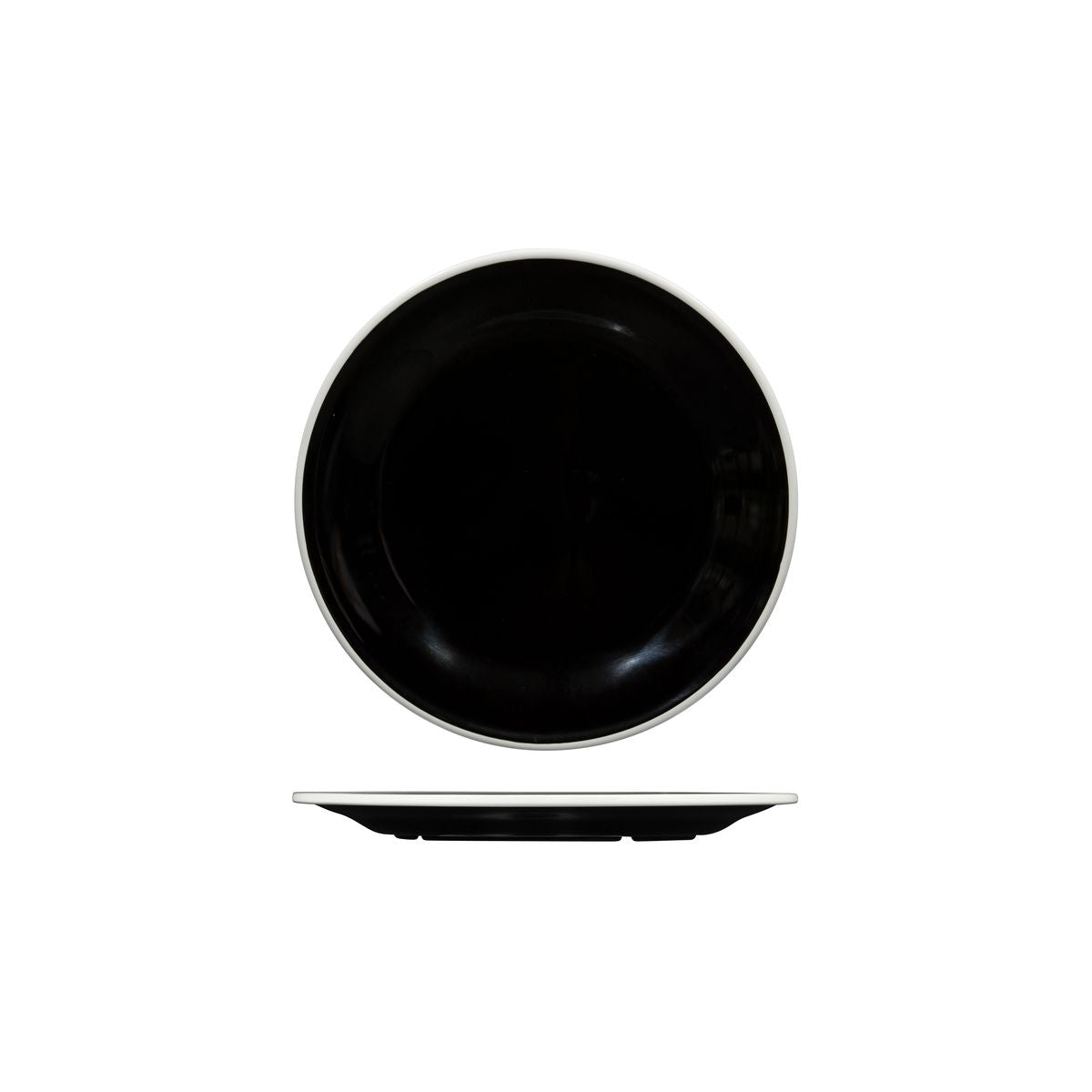 Ryner Evoke Round Plate - Black with White Rim (220mm Ø)