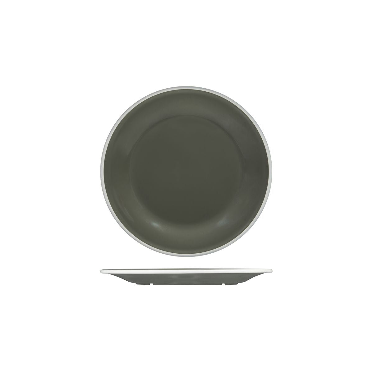 Ryner Evoke Round Plate - Grey with White Rim (220mm Ø)