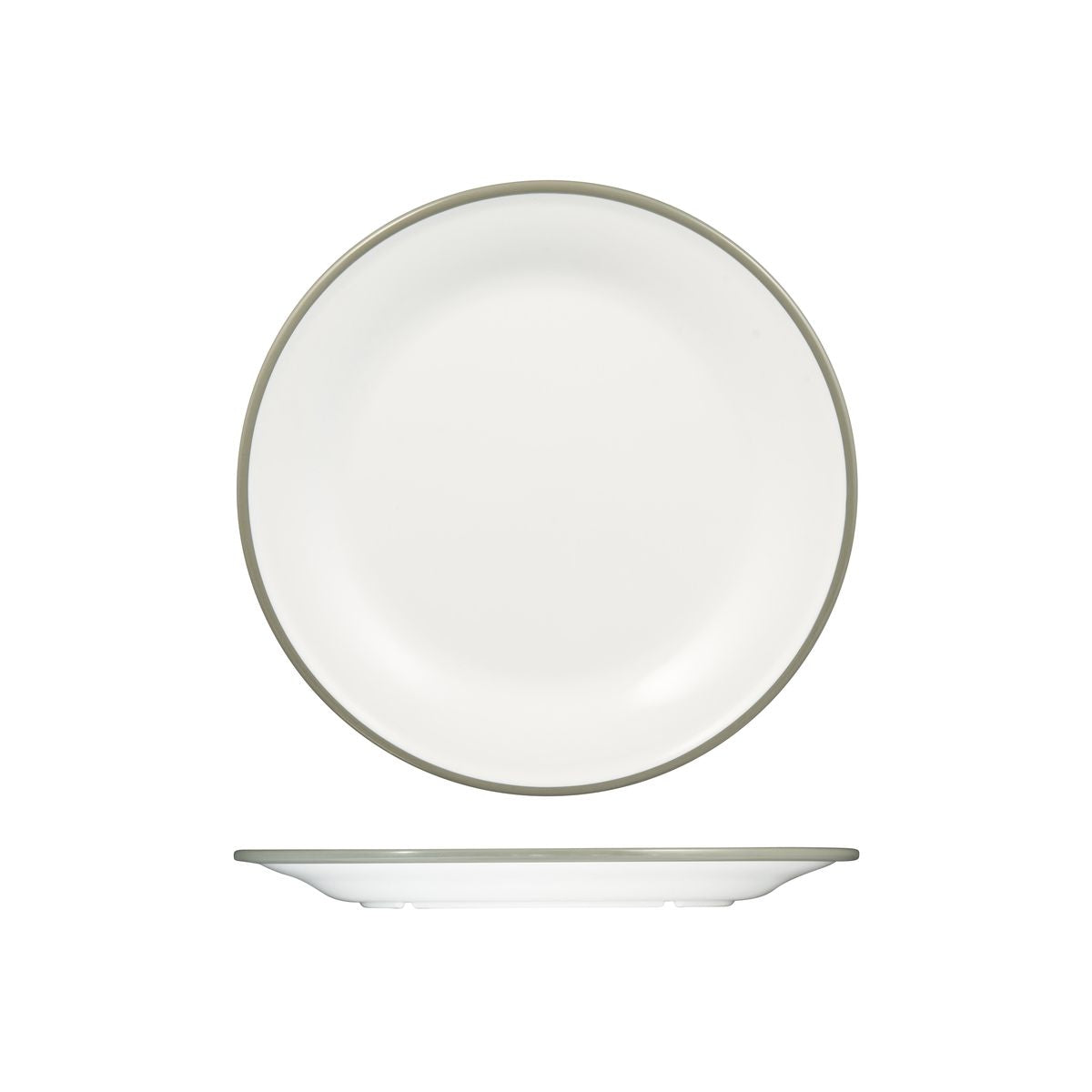 Ryner Evoke Rim Round Plate - Grey Rim (270mm Ø - White with Grey Rim)