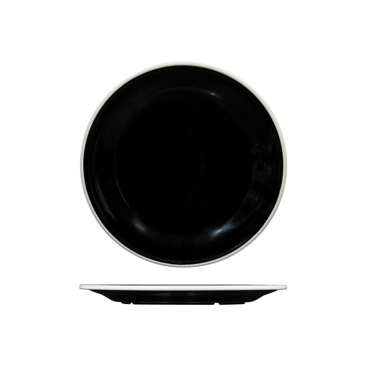 Ryner Evoke Round Plate - Black with White Rim (270mm Ø)