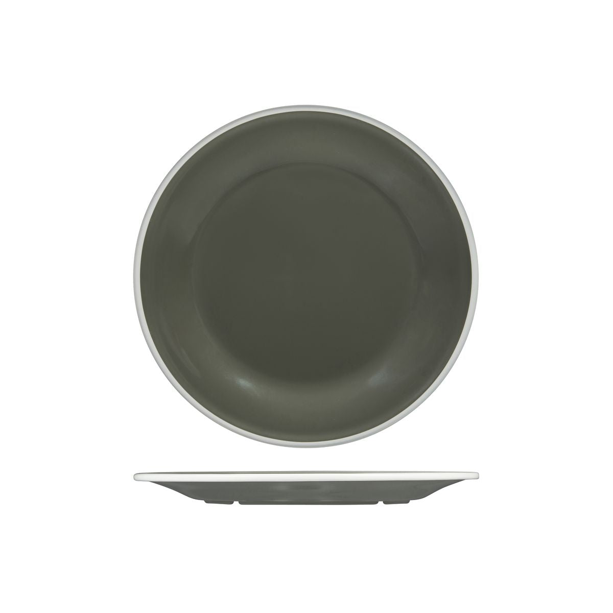 Ryner Evoke Round Plate - Grey with White Rim (270mm Ø)