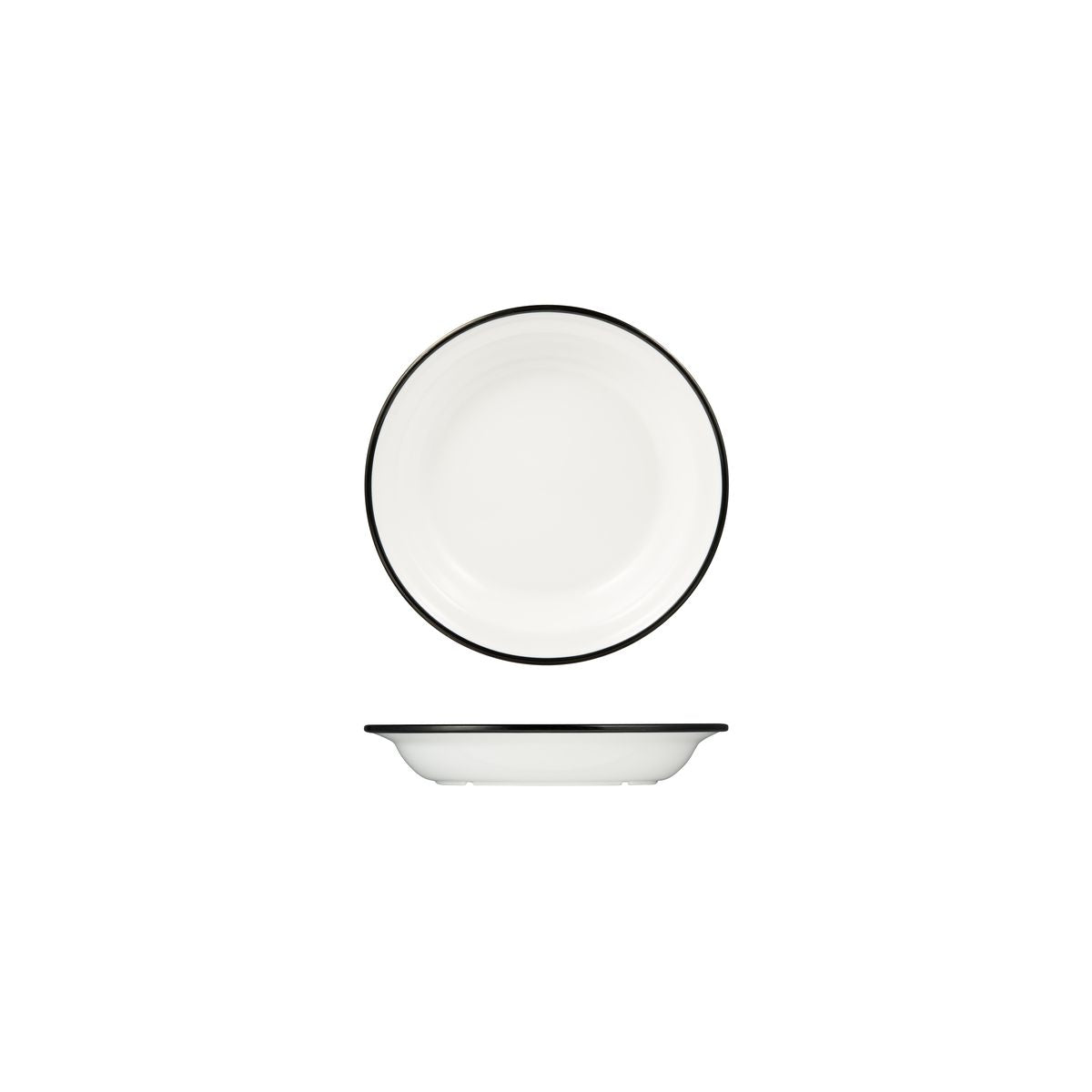 Ryner Evoke Deep Round Bowl - Black Rim (200mm Ø - White with Black Rim)