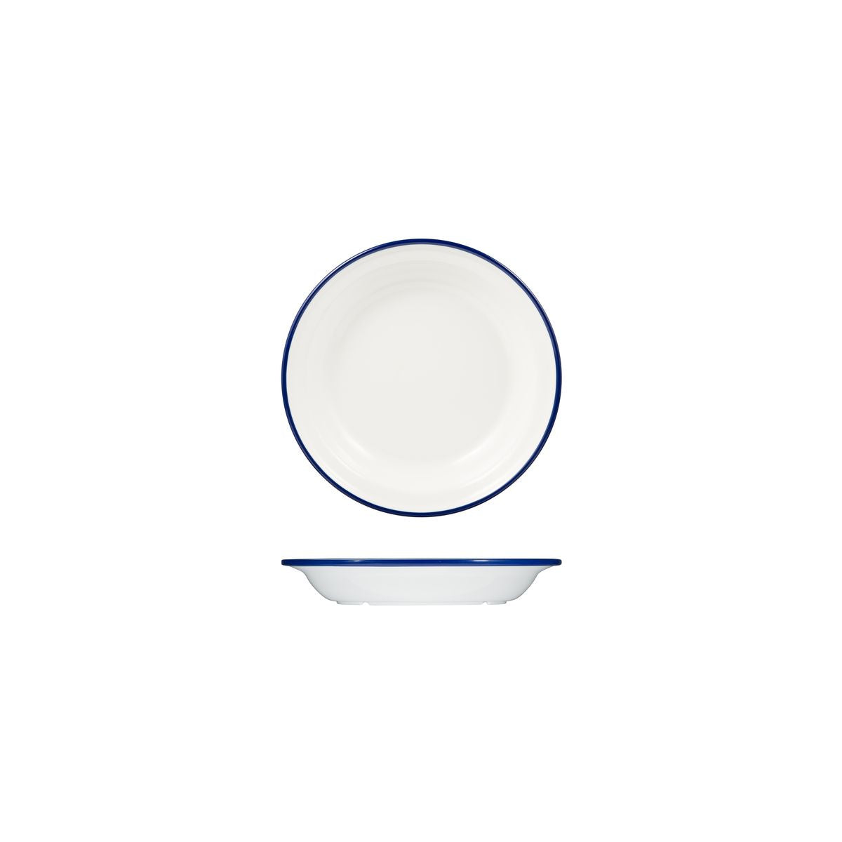 Ryner Evoke Rim Round Bowl - Blue Rim (200mm Ø - White with Blue Rim)