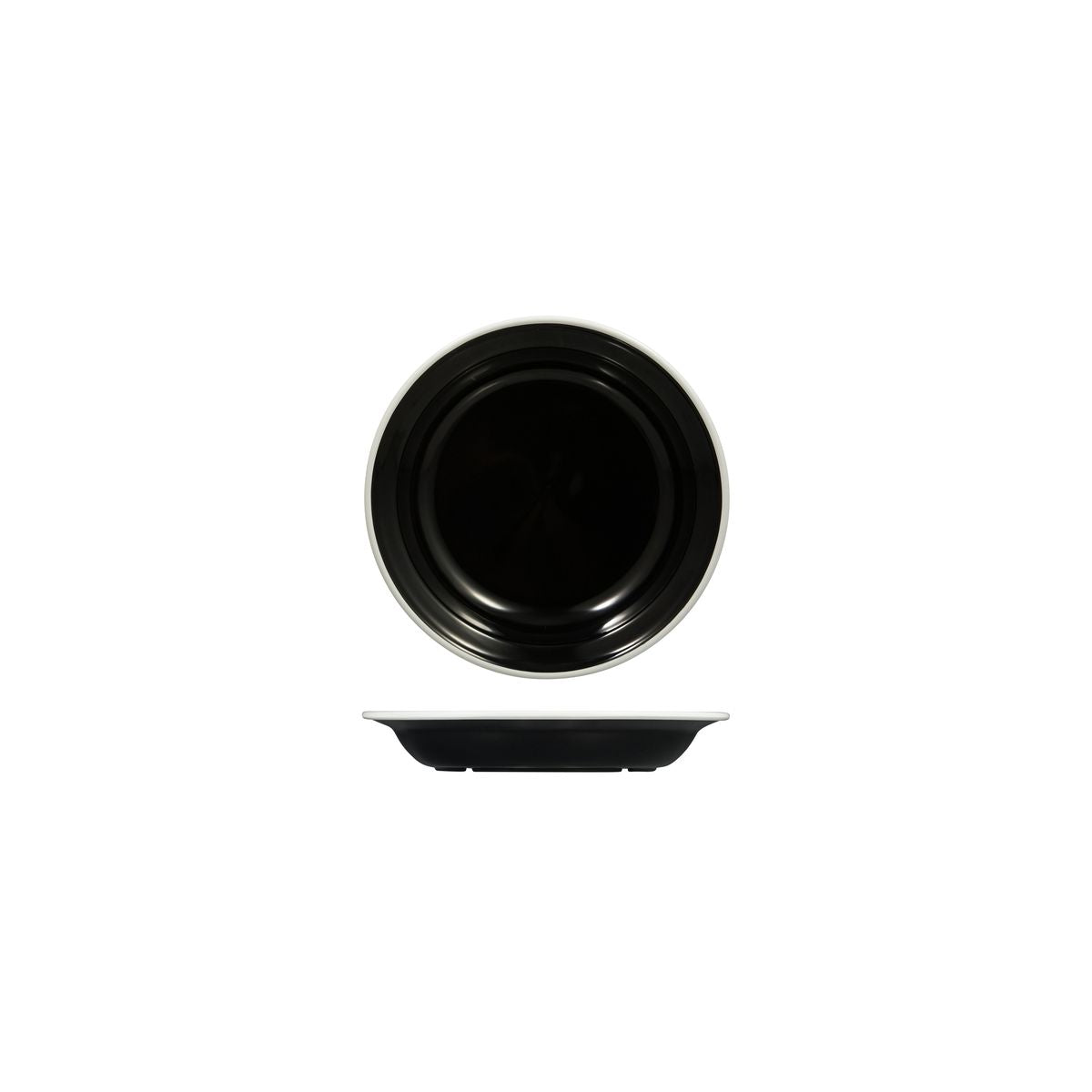 Ryner Evoke Deep Round Bowl - Black with White Rim (200mm Ø)