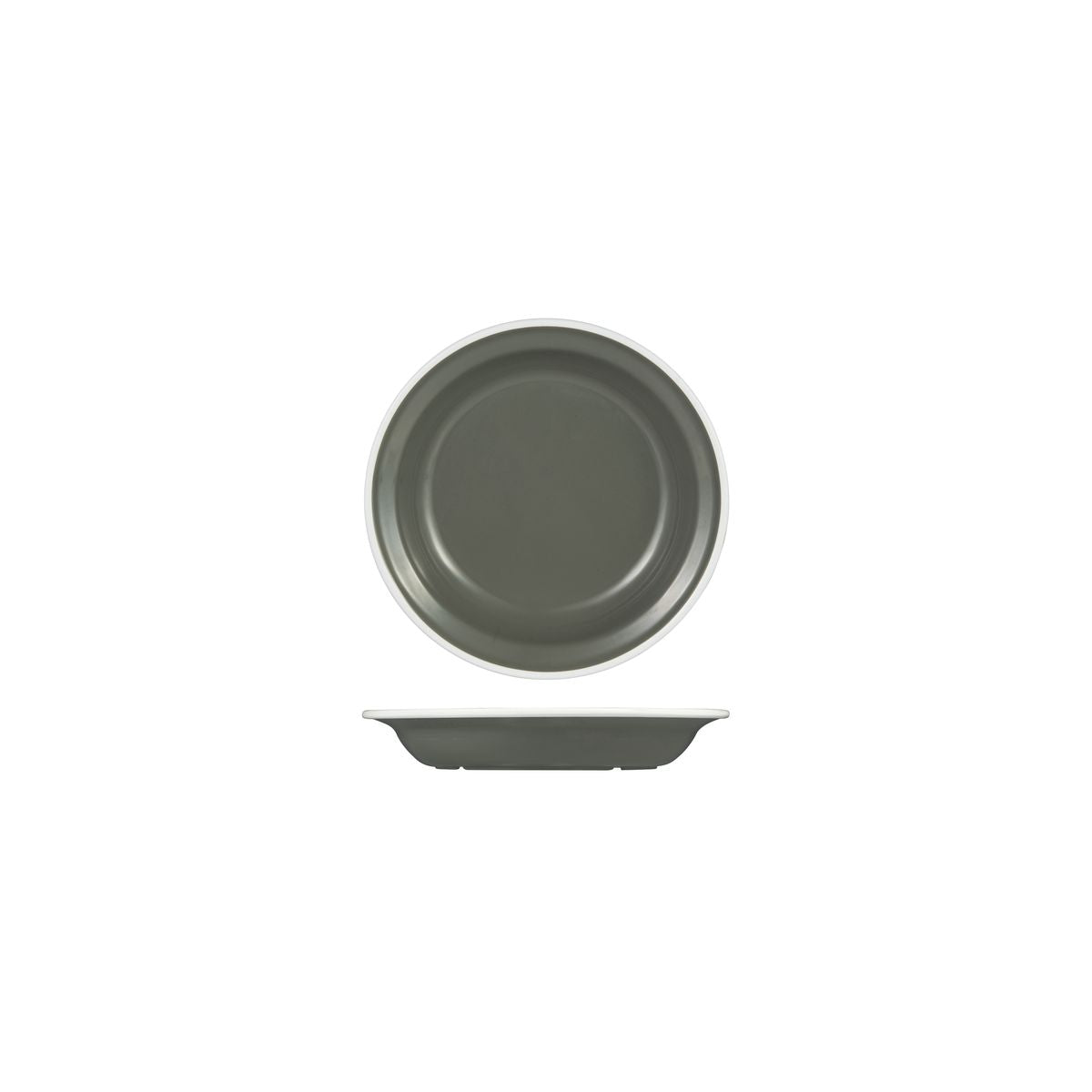 Ryner Evoke Round Bowl - Grey with White Rim (200mm Ø - Black with Grey Rim)