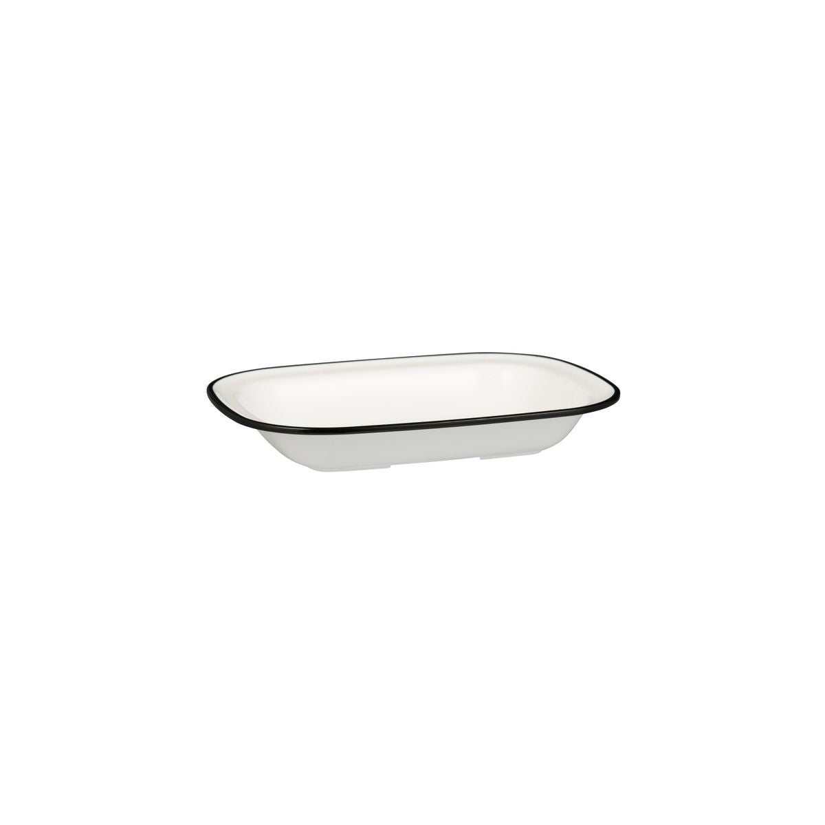 Ryner Evoke Rectangular Dish - Black Rim (200x145x45mm - White with Black Rim)
