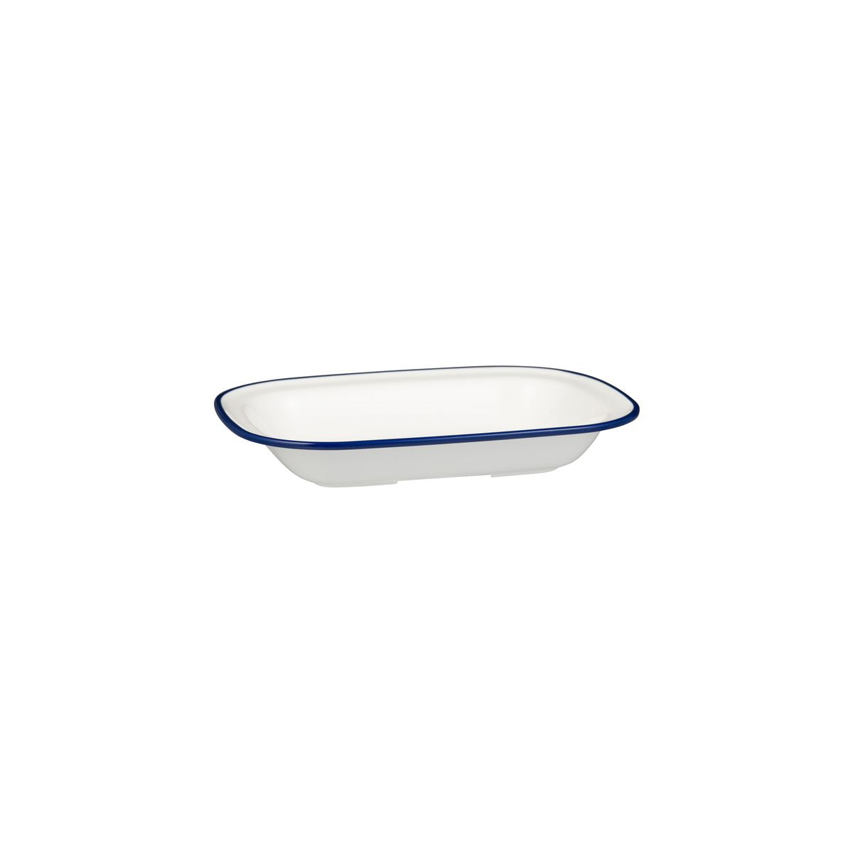 Ryner Evoke Rim Rectangular Dish - Blue Rim (200x145x45mm - White with Blue Rim)