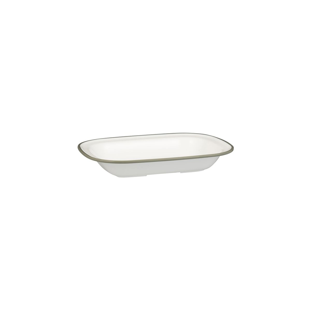 Ryner Evoke Rim Rectangular Dish - Grey Rim (200x145x45mm - White with Grey Rim)