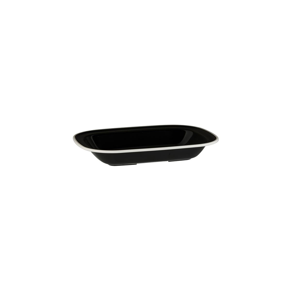 Ryner Evoke Rectangular Dish - Black with White Rim (200x145x45mm)