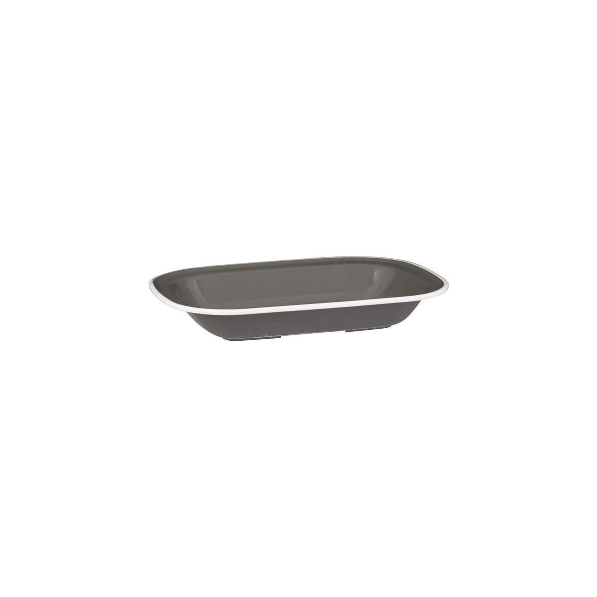 Ryner Evoke Rectangular Dish - Grey with White Rim (200x145x45mm)