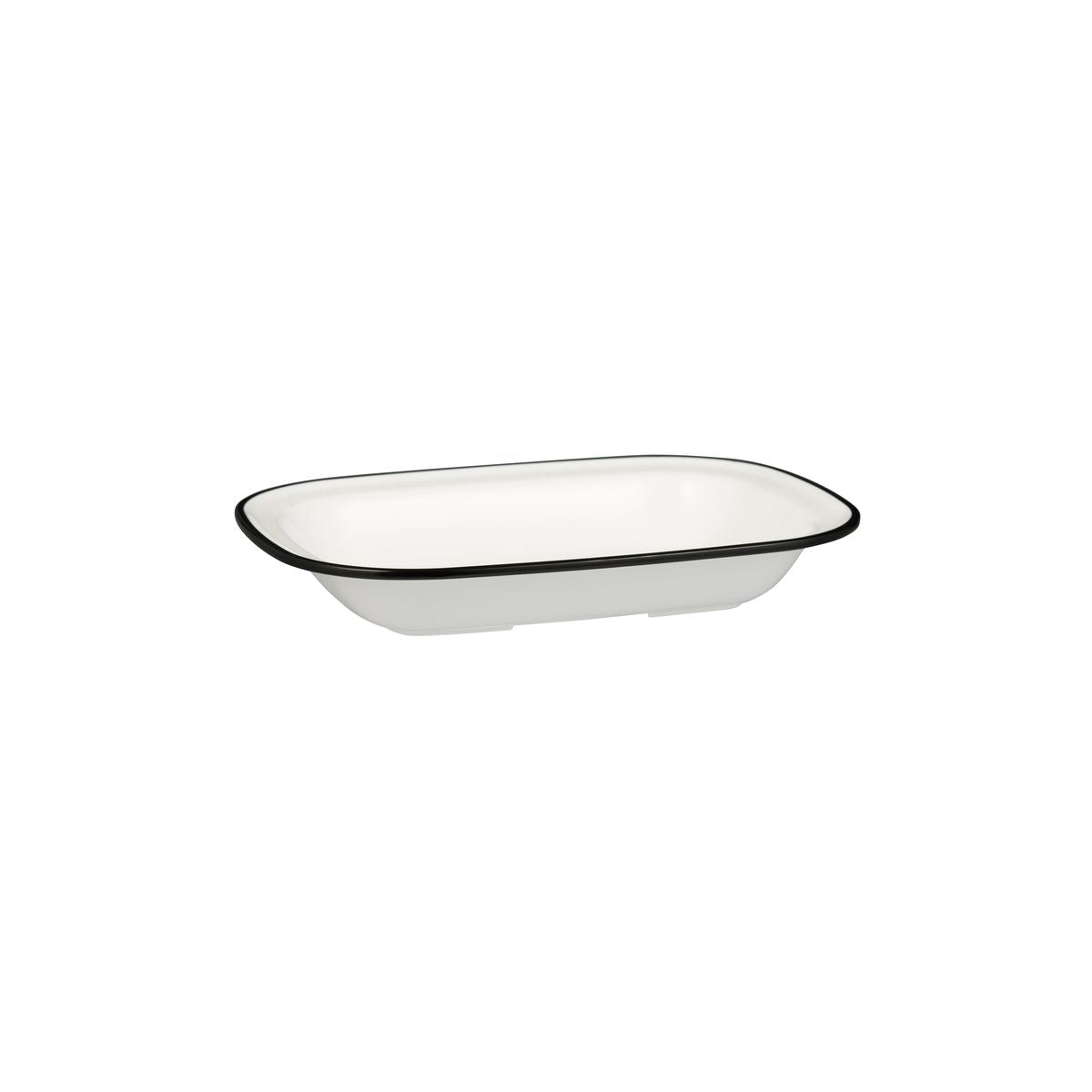 Ryner Evoke Rectangular Dish - Black Rim (230x176x45mm - White with Black Rim)