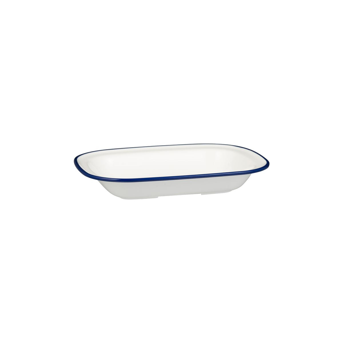 Ryner Evoke Rim Rectangular Dish - Blue Rim (230x176x45mm - White with Blue Rim)