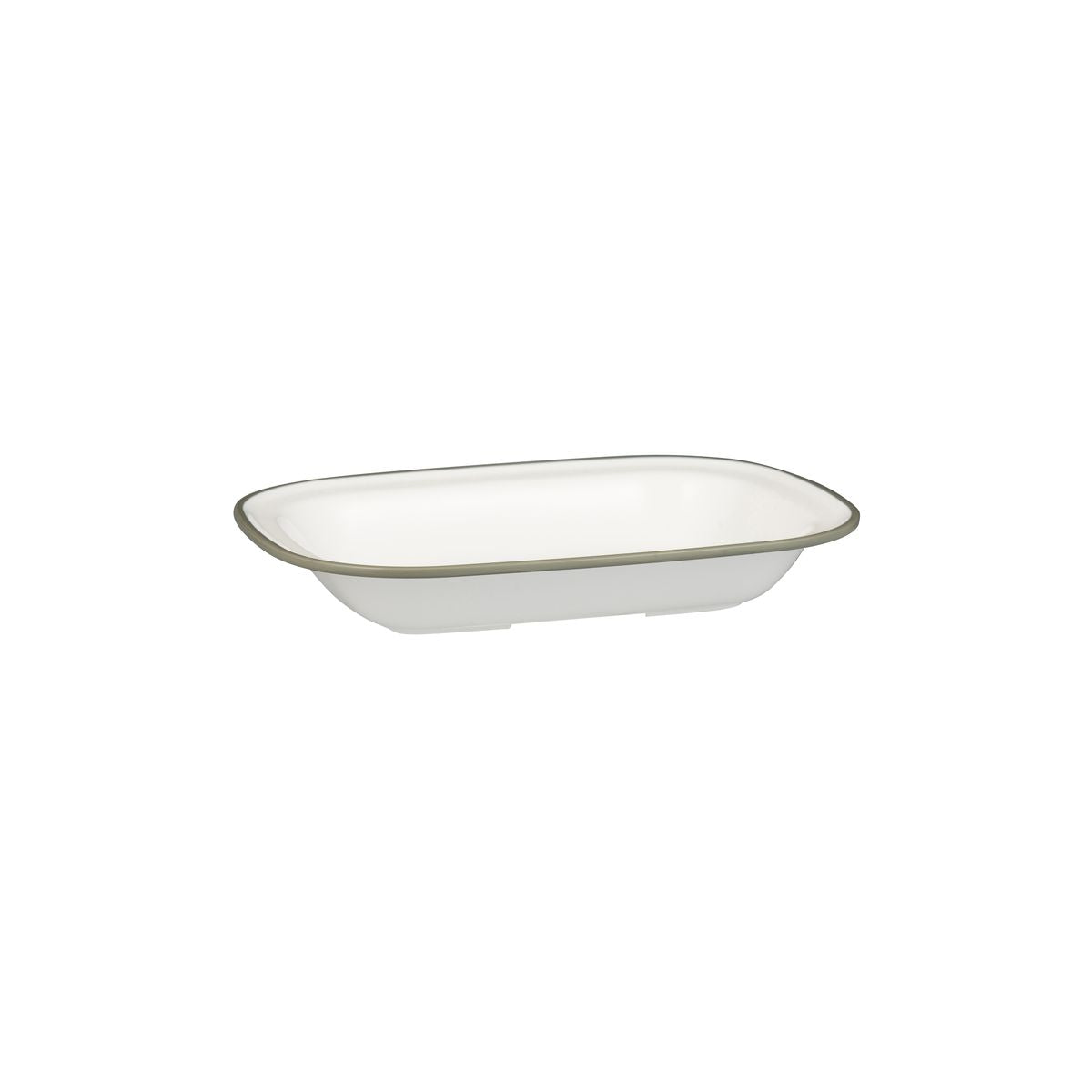 Ryner Evoke Rim Rectangular Dish - Grey Rim (230x176x45mm - White with Grey Rim)