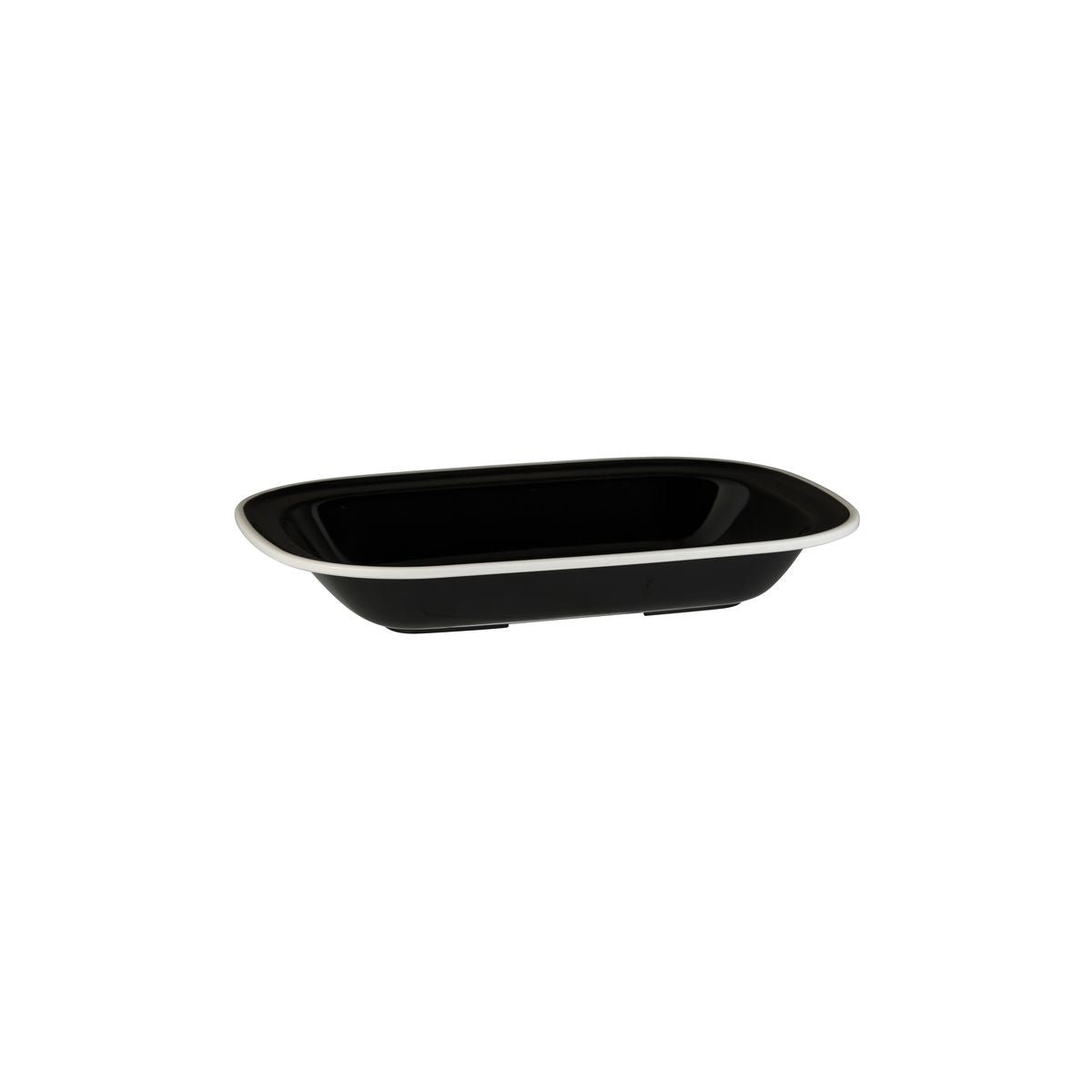 Ryner Evoke Rectangular Dish - Black with White Rim (230x176x45mm)