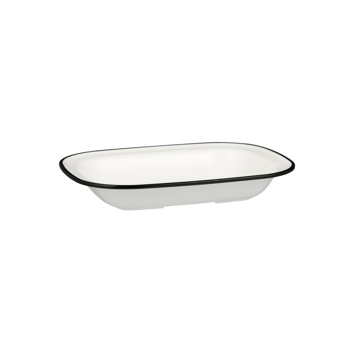 Ryner Evoke Rectangular Dish - Black Rim (270x200x42mm - White with Black Rim)