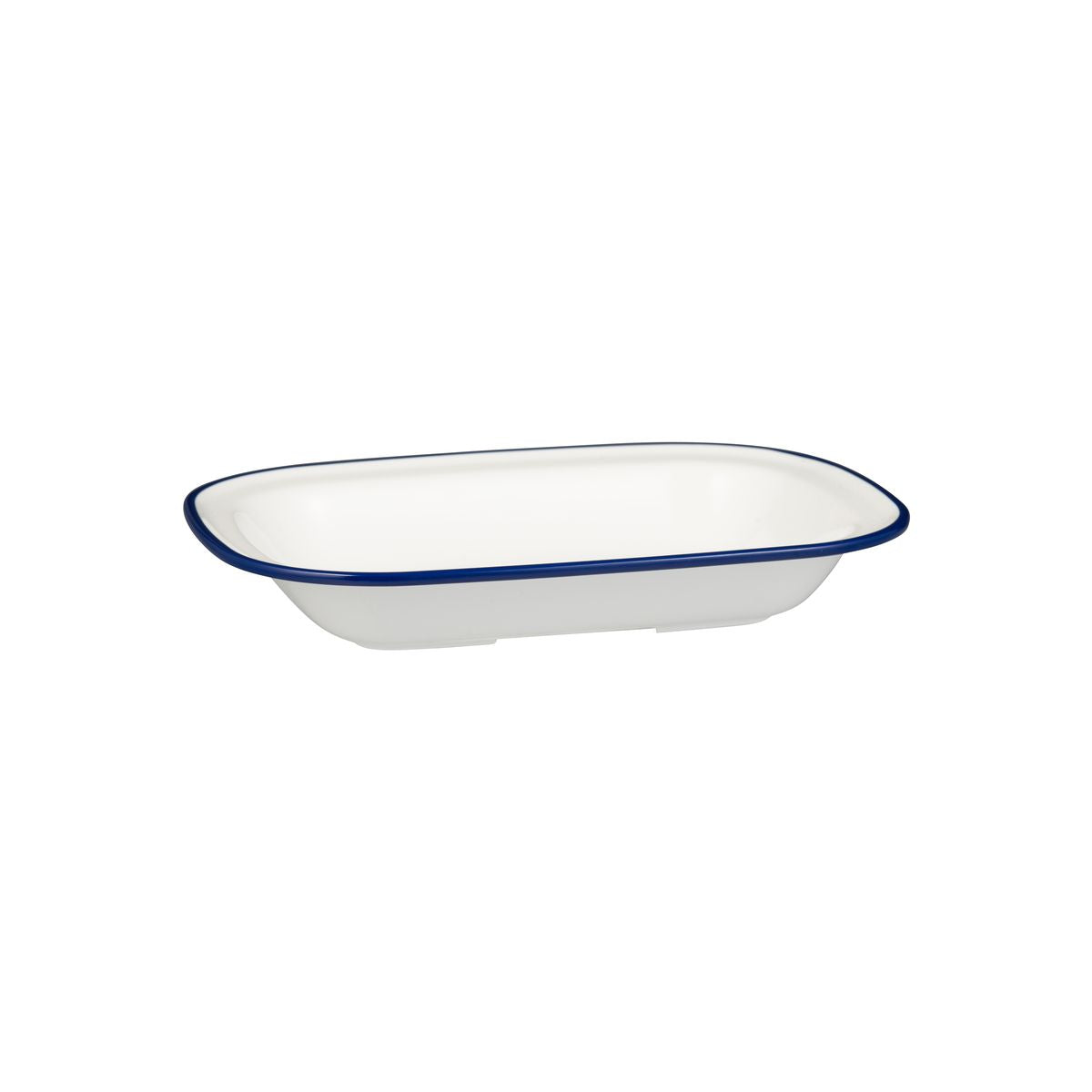Ryner Evoke Rim Rectangular Dish - Blue Rim (270x200x42mm - White with Blue Rim)