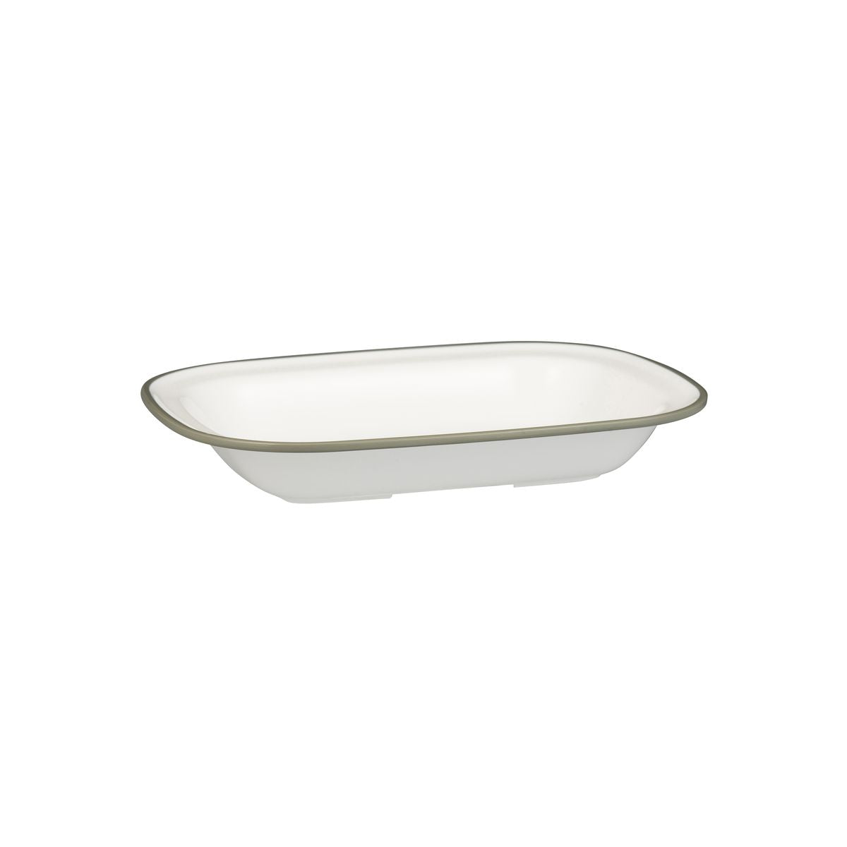 Ryner Evoke Rim Rectangular Dish - Grey Rim (270x200x42mm - White with Grey Rim)