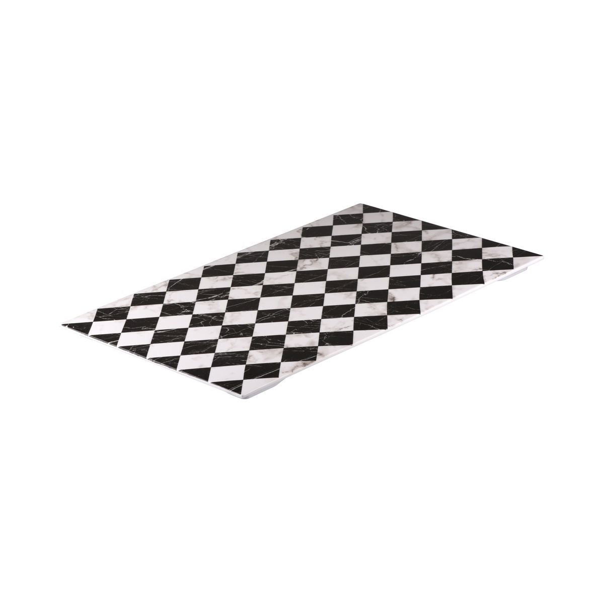 Ryner Checkered Flat Rectangular Platter (530x325mm - Checkerboard Marble)