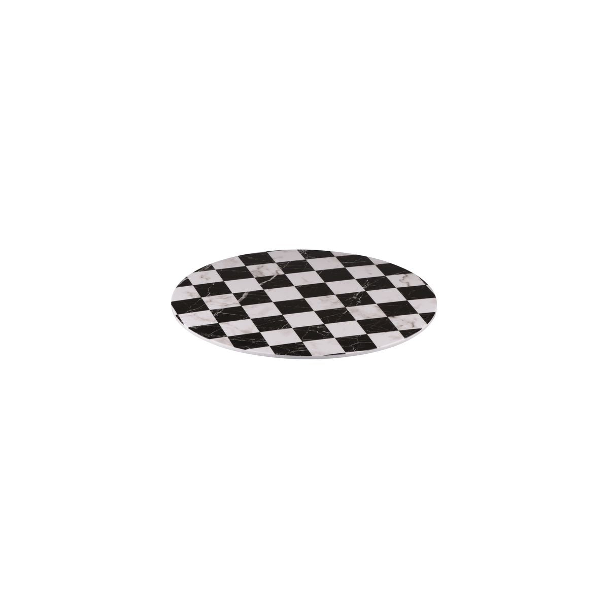 Ryner Checkered Flat Round Platter (330mm Ø - Checkerboard Marble)