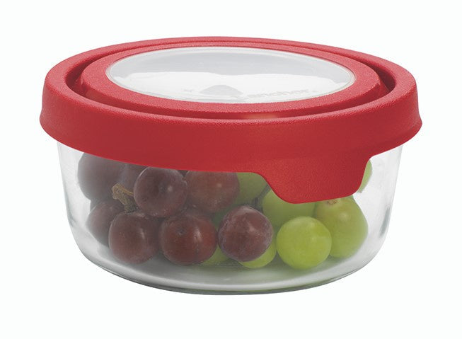 Anchor Hocking TrueSeal Glass Round Container with Cherry Lid (946mL)