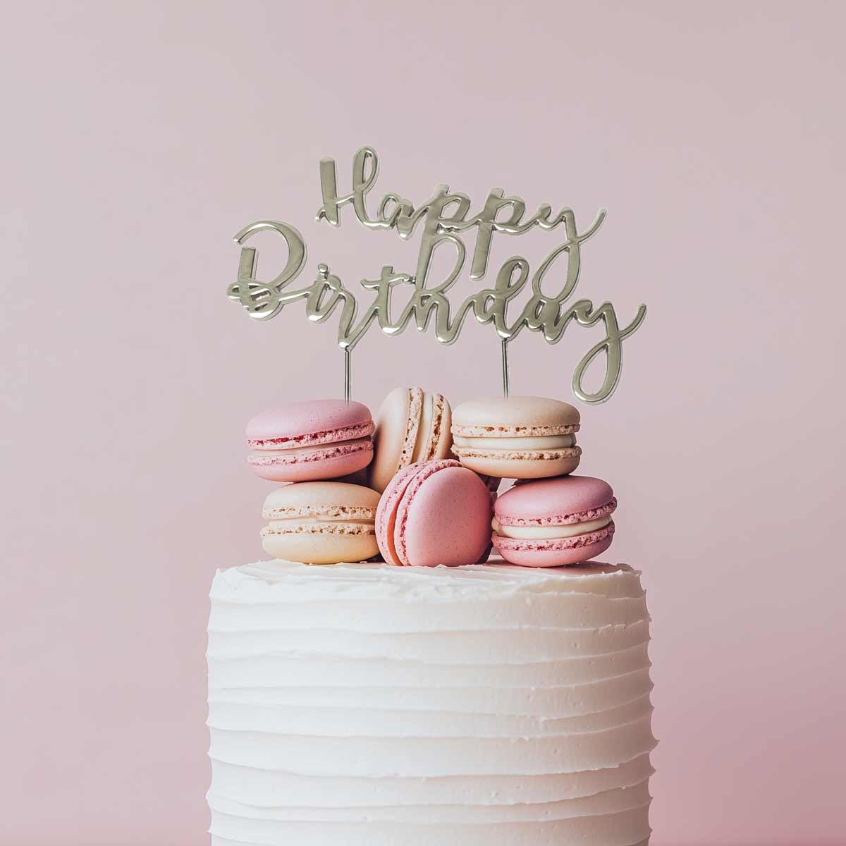 Cake & Candle Plated Cake Topper Happy Birthday 2 Silver